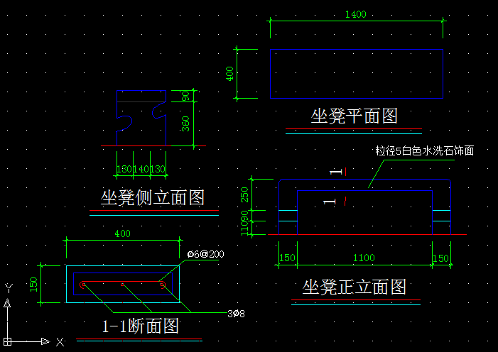 园林景观室外休闲座椅子坐凳子沙发凳施工图大样详图CAD图纸素材