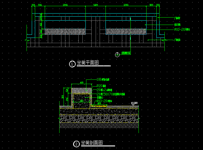 园林景观室外休闲座椅子坐凳子沙发凳施工图大样详图CAD图纸素材