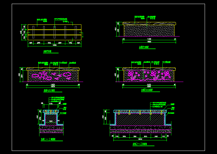 园林景观室外休闲座椅子坐凳子沙发凳施工图大样详图CAD图纸素材