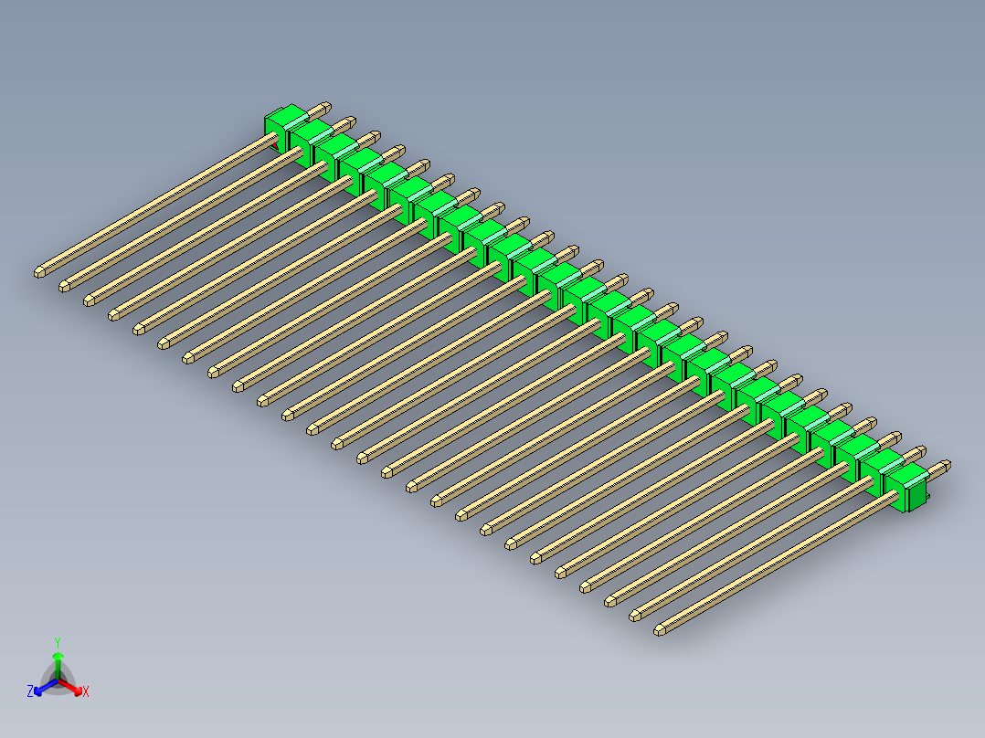 彩色公头100mil（2.54mm）系列-DS1021_green_1x26p_100mil_Type43_rev1.0主视图