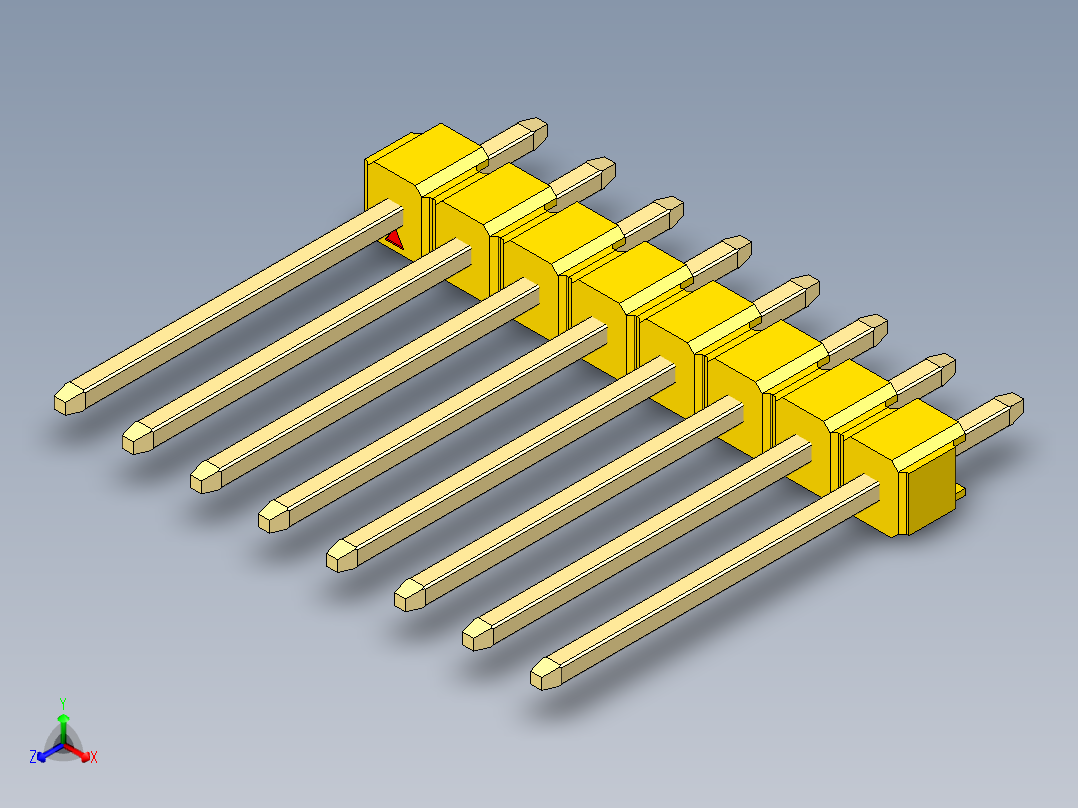 彩色公头100mil（2.54mm）系列-DS1021_yellow_1x08p_100mil_Type5_rev1.0主视图