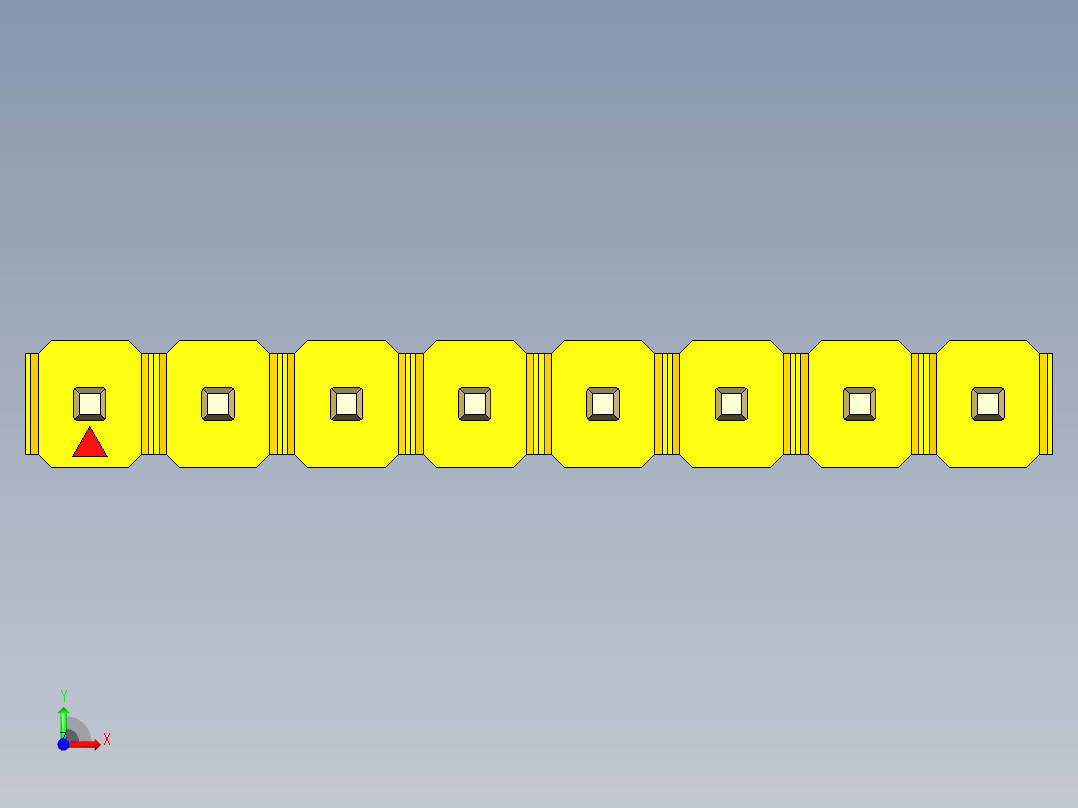 彩色公头100mil（2.54mm）系列-DS1021_yellow_1x08p_100mil_Type5_rev1.0前视图