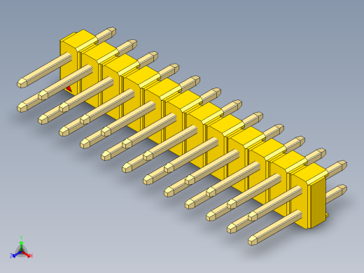 彩色公头100mil（2.54mm）系列-DS1021_yellow_2x12p_100mil_Type1_rev1.0正等轴测缩略图