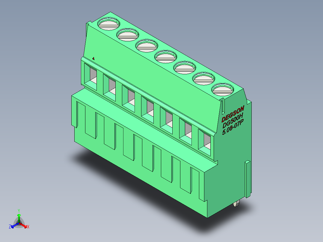 DEGSON DG500 系列 5.05.087.62mm 接线端子-DG500H-5.08-07P-14-00AH主视图