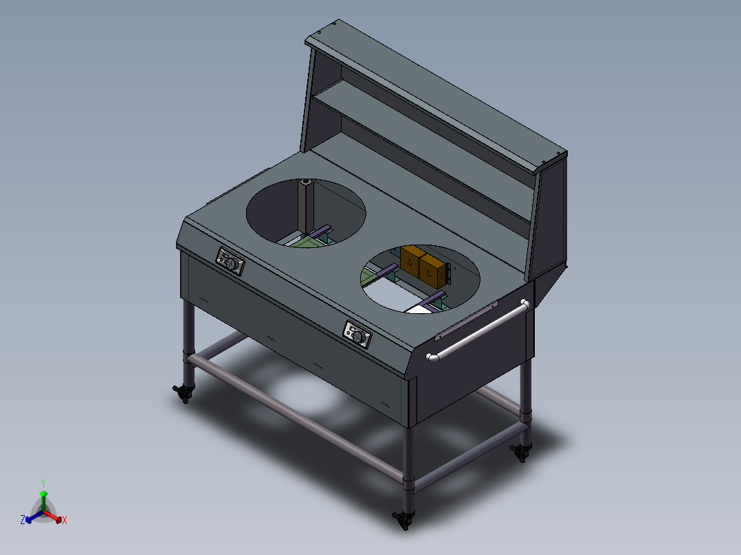 双头不锈钢灶正等轴测图