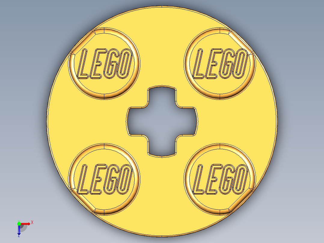 乐高零件 4032 板 2 x 2 圆形-4032 Bright Yellowish Orange Plate 2 x 2 Round.STEP俯视图