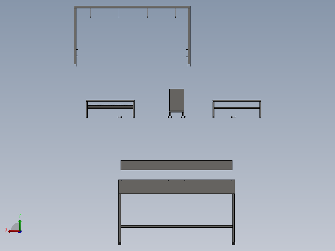 1600x700x1700mm烧烤架后视图