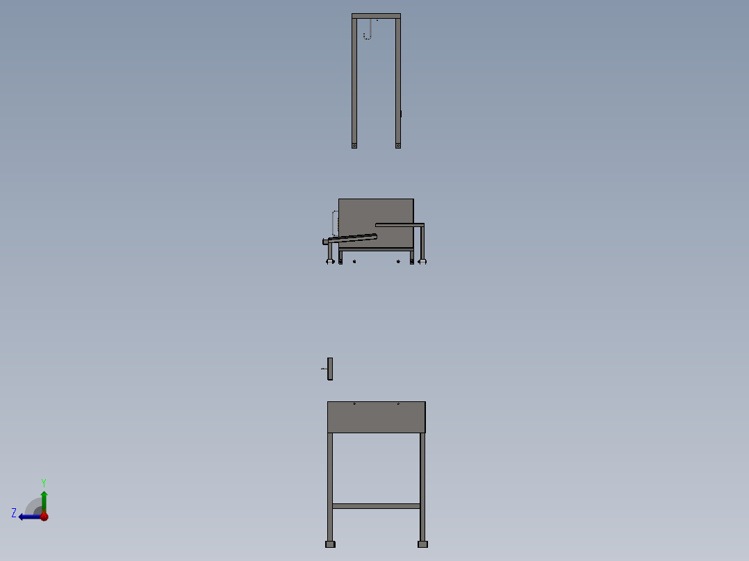 1600x700x1700mm烧烤架右视图