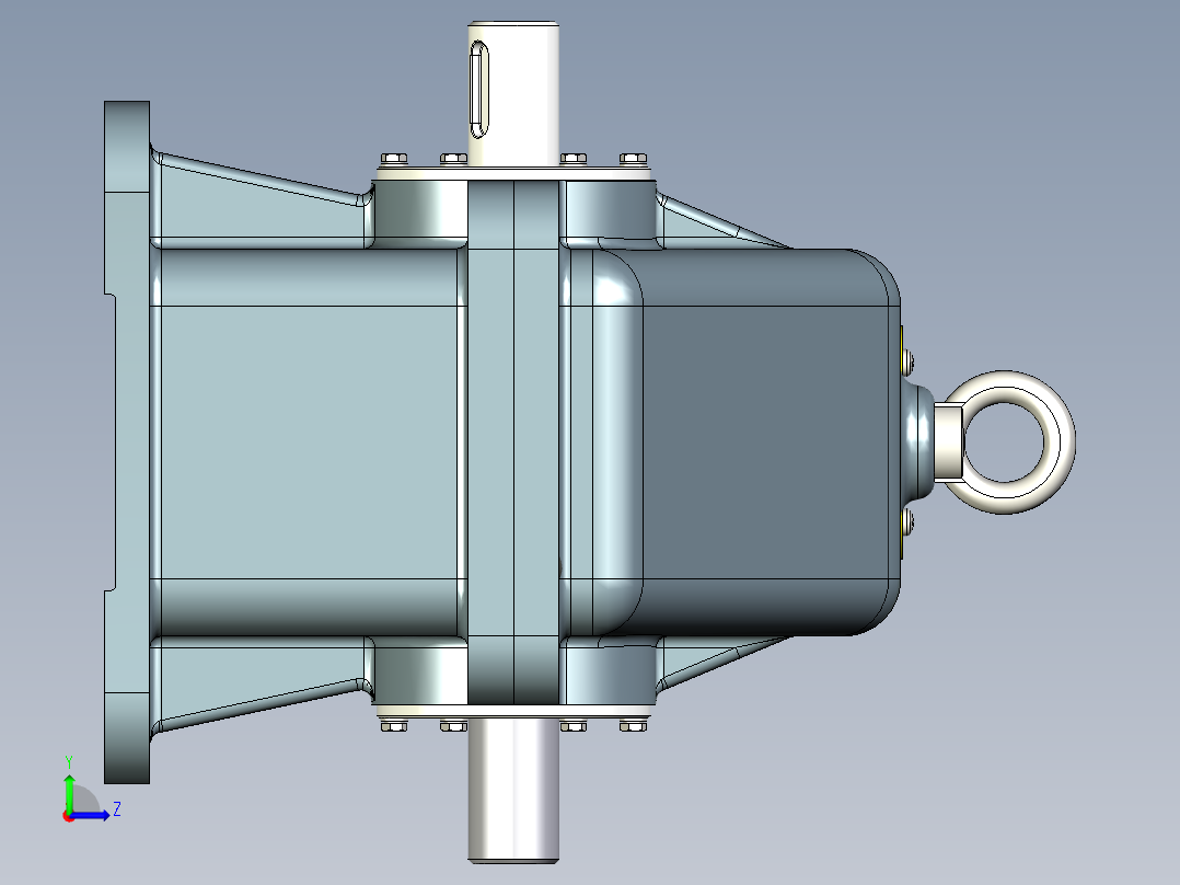 2 STAGE二级斜齿轮减速箱左视图
