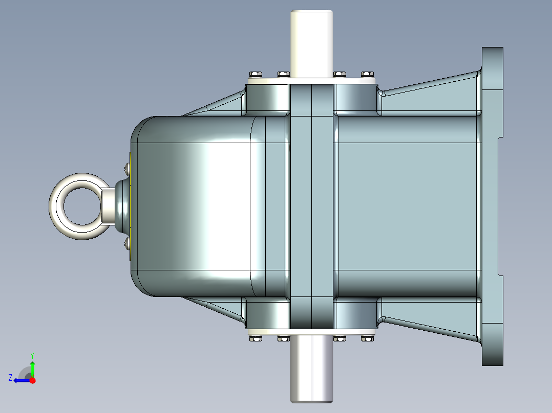 2 STAGE二级斜齿轮减速箱右视图