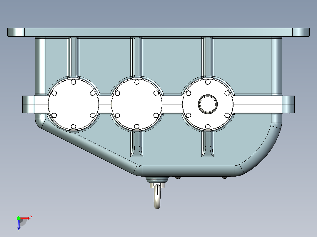 2 STAGE二级斜齿轮减速箱俯视图