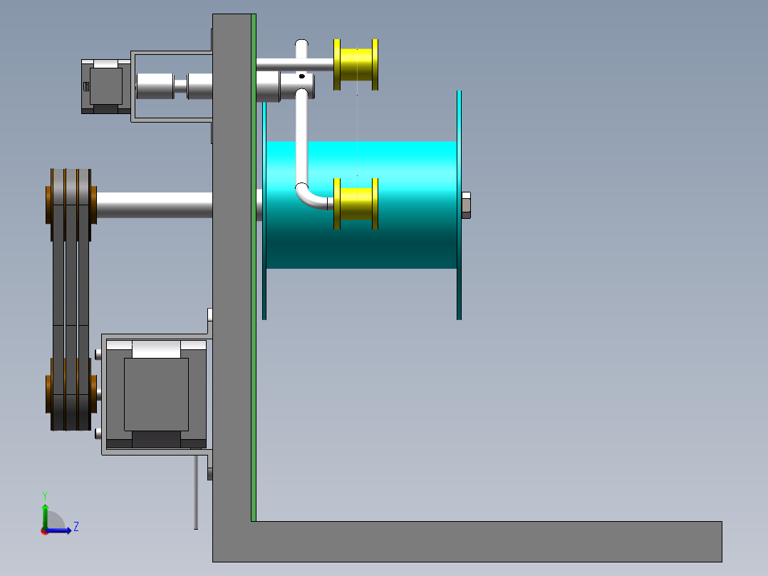 纱线卷绕机三维加二维加动画左视图