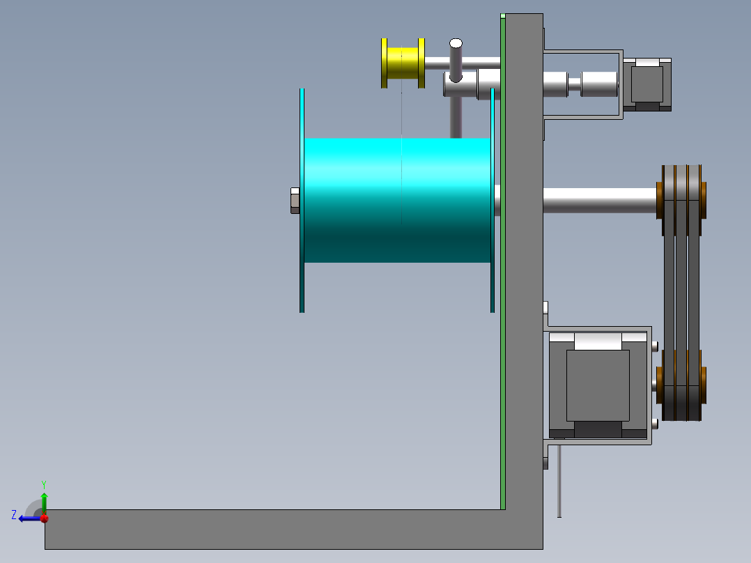 纱线卷绕机三维加二维加动画右视图