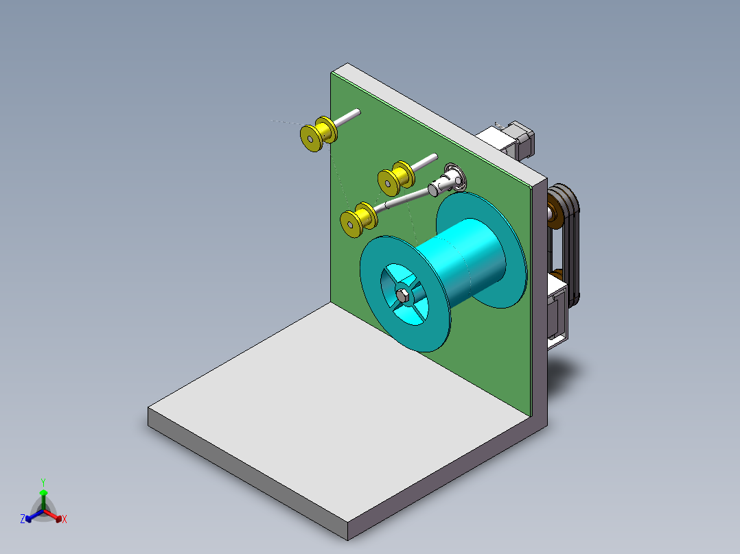 纱线卷绕机三维加二维加动画正等轴测图