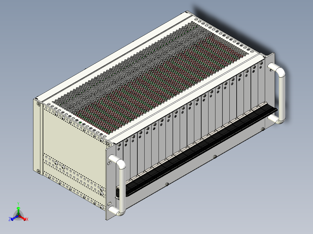 4U×19吋×230mm插箱模型正等轴测图