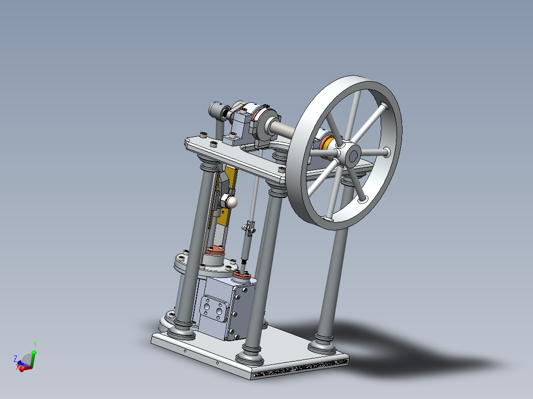 蒸汽机steam-engine-with-sliding-crosshead-1831-模型格式为 sw主视图
