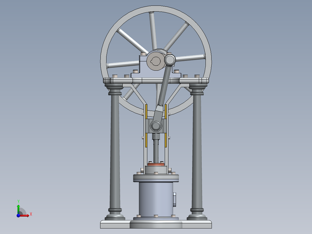 蒸汽机steam-engine-with-sliding-crosshead-1831-模型格式为 sw前视图