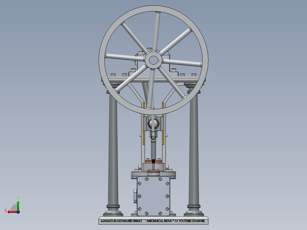 蒸汽机steam-engine-with-sliding-crosshead-1831-模型格式为 sw后视图