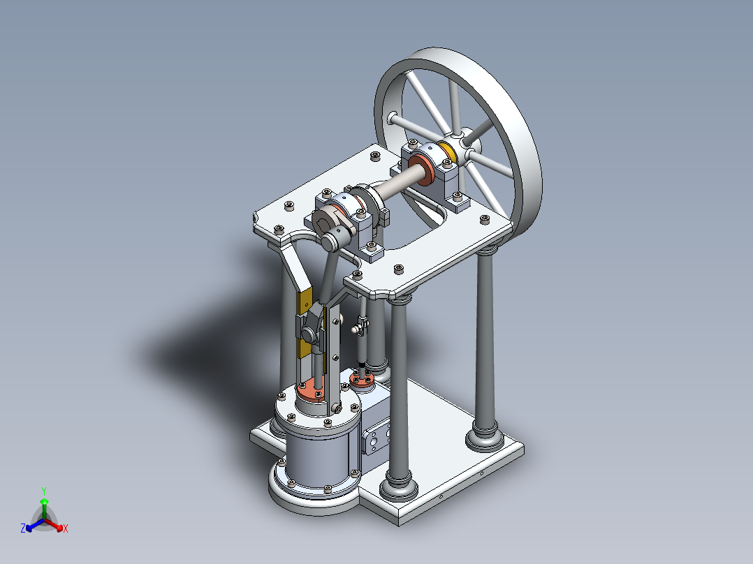 蒸汽机steam-engine-with-sliding-crosshead-1831-模型格式为 sw正等轴测图