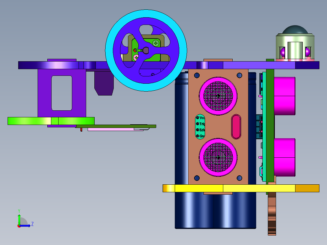 3轮超声波机器人左视图