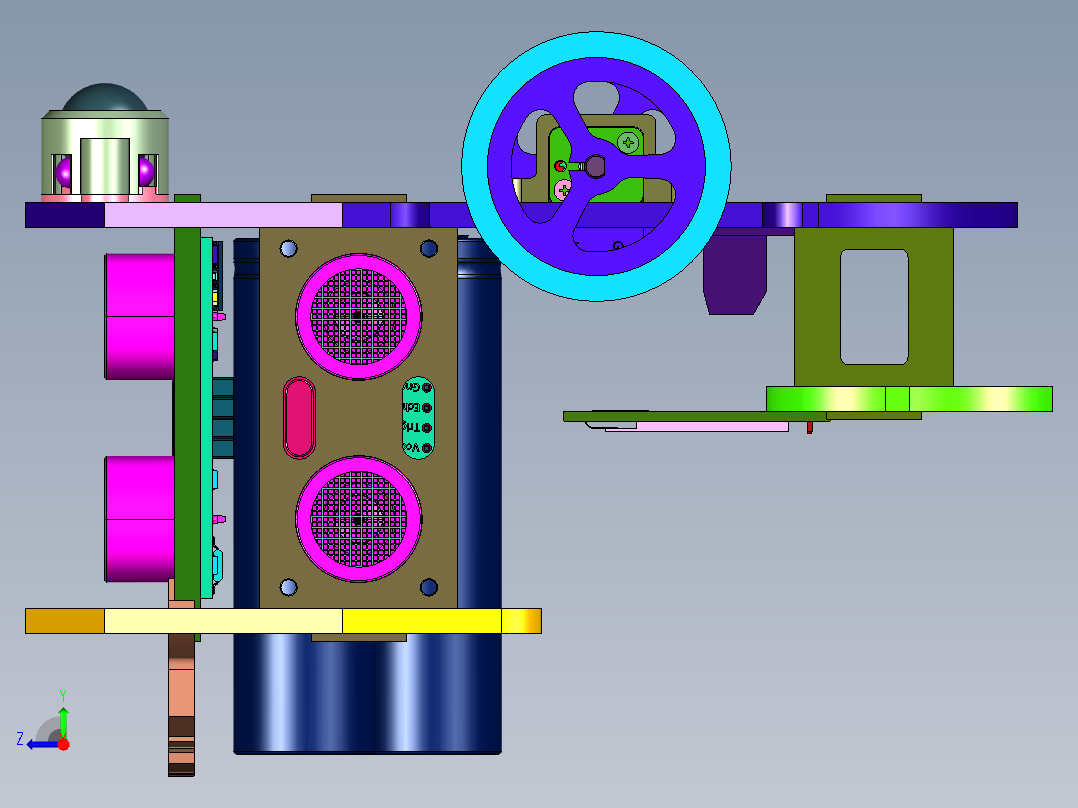 3轮超声波机器人右视图