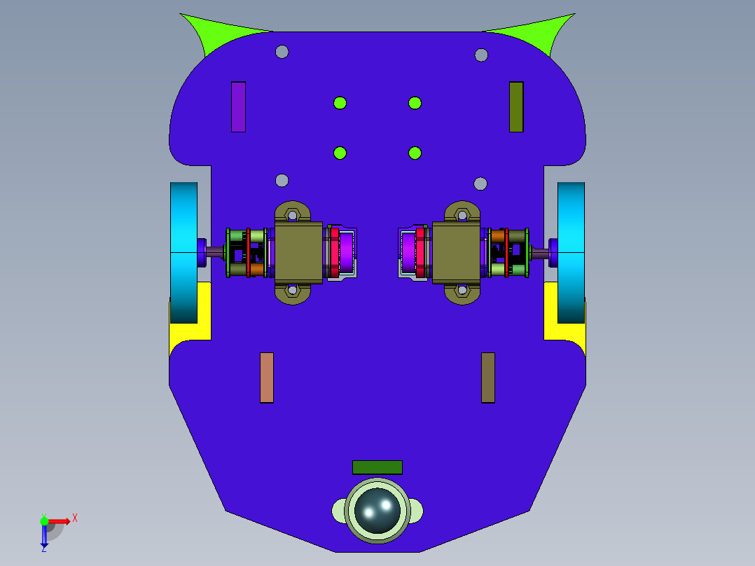 3轮超声波机器人俯视图