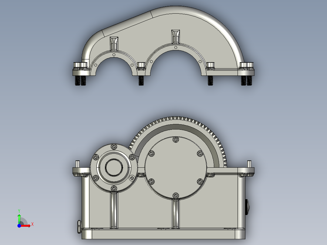 H1减速器、减速机3D模型前视图