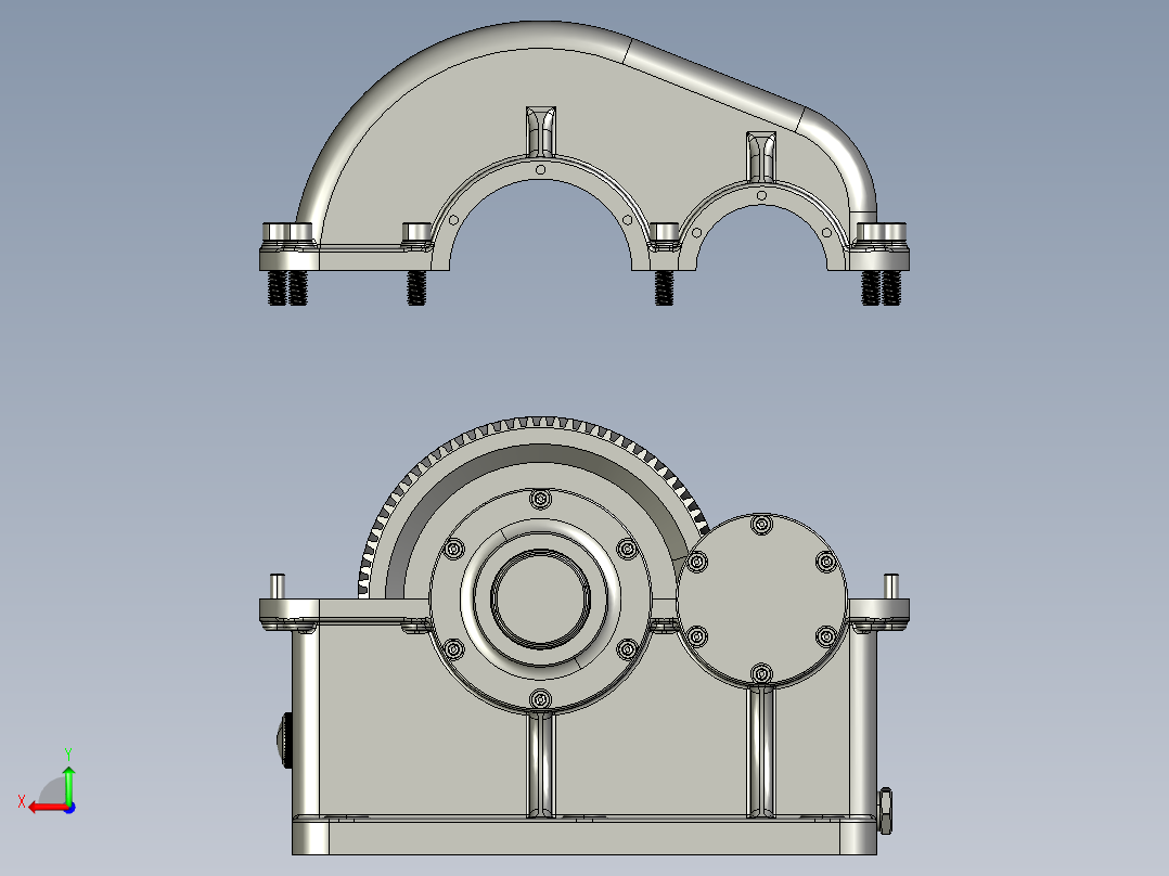 H1减速器、减速机3D模型后视图