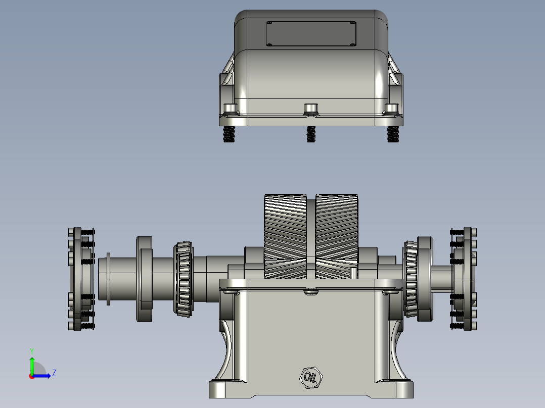 H1减速器、减速机3D模型左视图