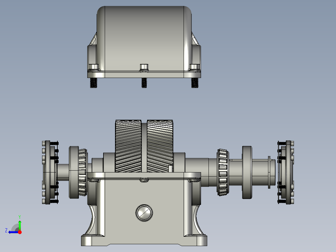 H1减速器、减速机3D模型右视图