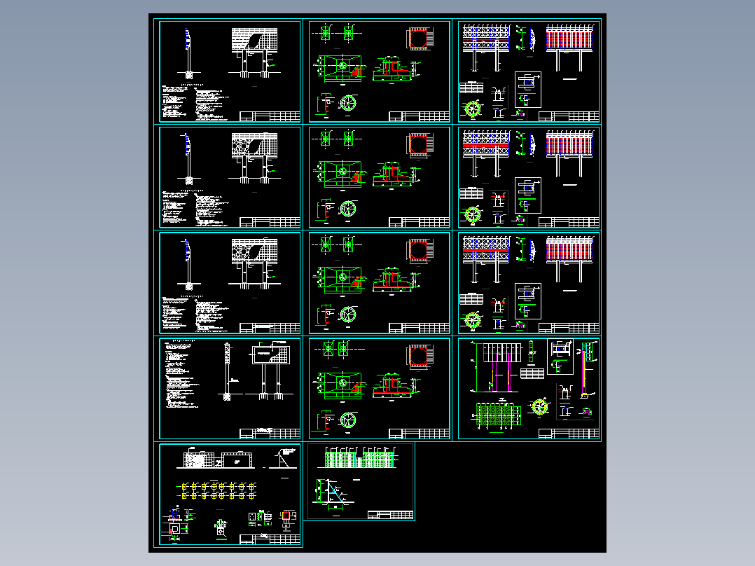 5款钢桁架结构广告牌及LED景观墙结构施工图CAD图纸dwg文件素