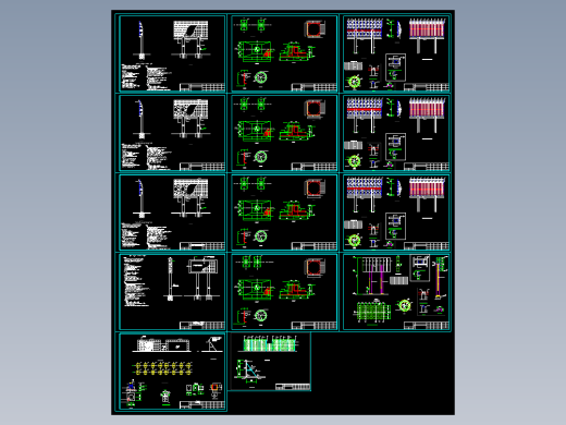 5款钢桁架结构广告牌及LED景观墙结构施工图CAD图纸dwg文件素