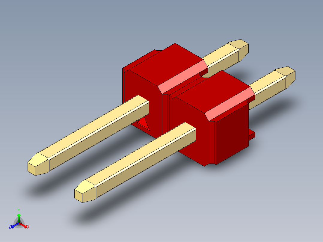 彩色公头100mil（2.54mm）系列-DS1021_red_1x02p_100mil_Type1_rev1.0主视图