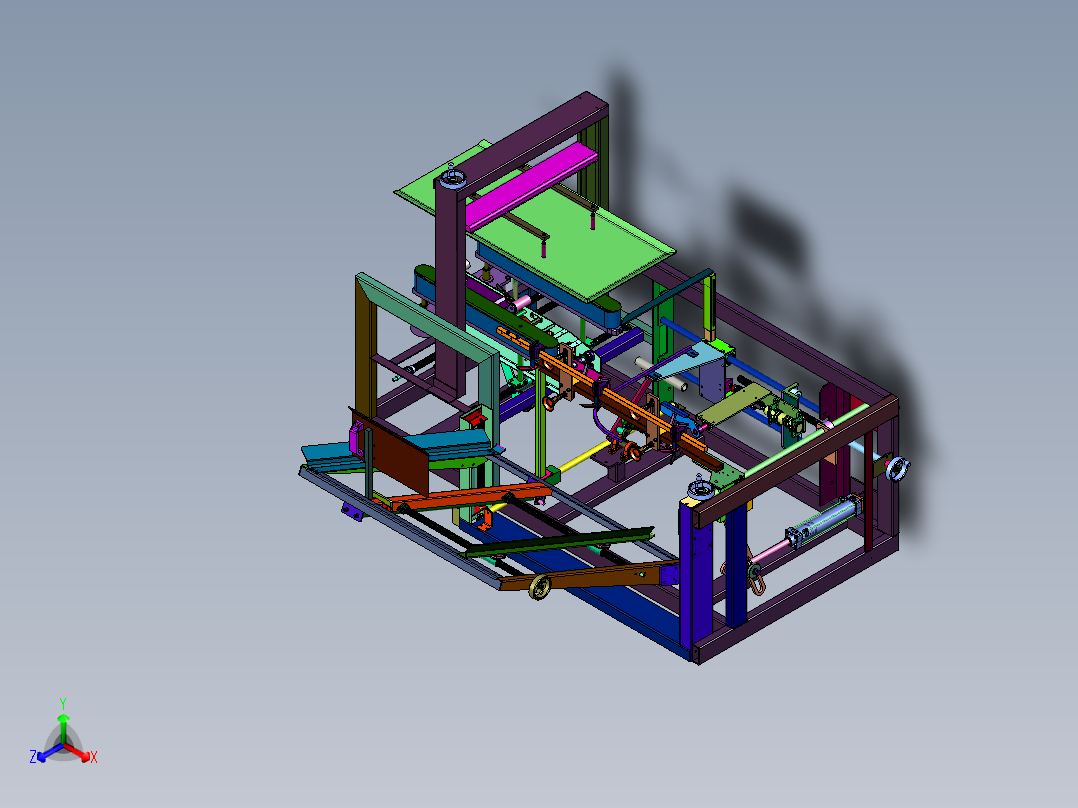 电商快递纸箱开箱封底机正等轴测图