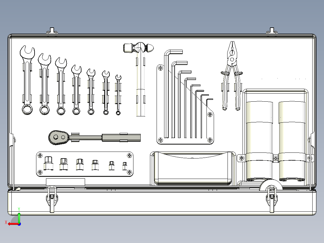 手提式工具箱后视图
