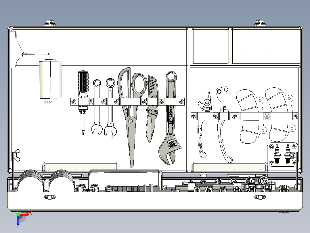 手提式工具箱俯视图