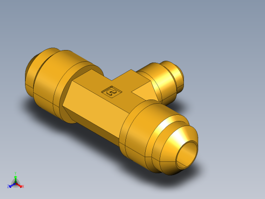 扩口式工业通用硬管接头Union Tee combination sizes 144F-6-6-4正等轴测缩略图