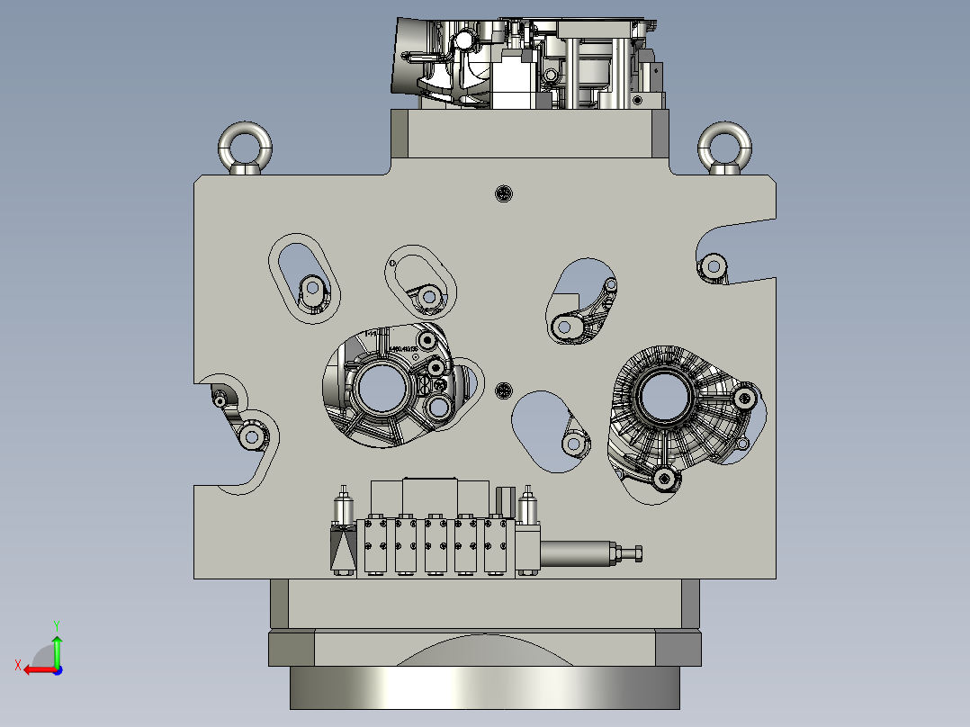 二款铝合金件机床夹具后视图