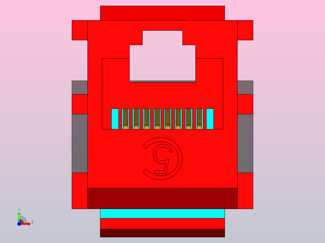 CAT5无工具IDC梯形插孔(红色)前视图