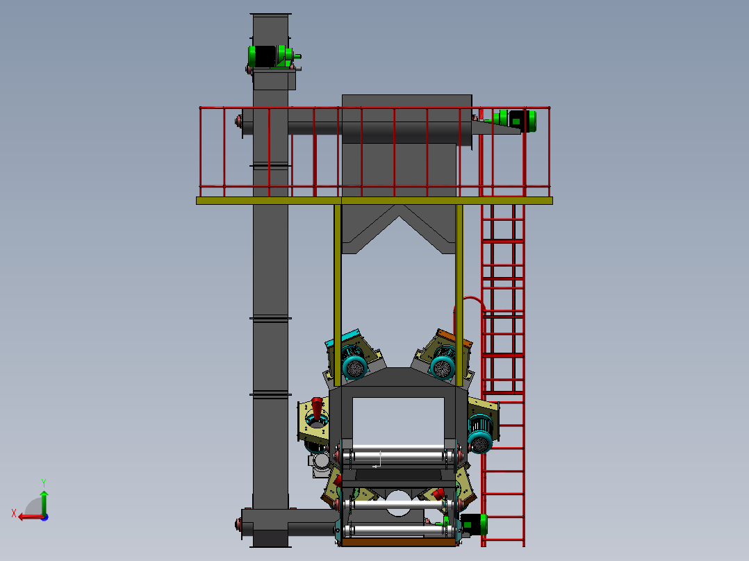 网带式抛丸机sldprt三维素材模型3D图纸图纸后视图