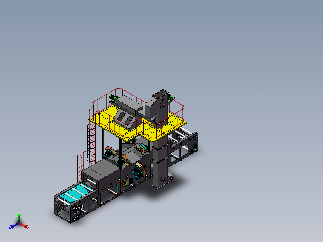 网带式抛丸机sldprt三维素材模型3D图纸图纸正等轴测图