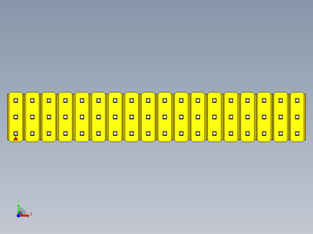 彩色公头100mil（2.54mm）系列-DS1021_yellow_3x18p_100mil_Type19_rev1.0前视图