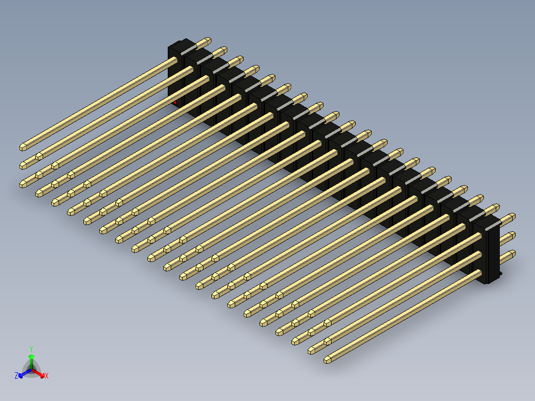 彩色公头100mil（2.54mm）系列-DS1021_black_3x20p_100mil_Type43_rev1.0主视图