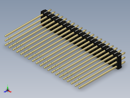 彩色公头100mil（2.54mm）系列-DS1021_black_3x20p_100mil_Type43_rev1.0正等轴测缩略图
