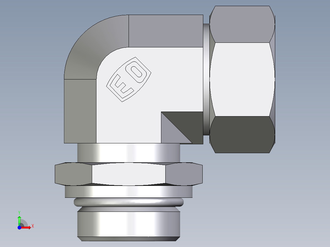 卡套式工业通用硬管接头EO_Adjustable_Locknut_elbow_WEE28LMORCF前视图