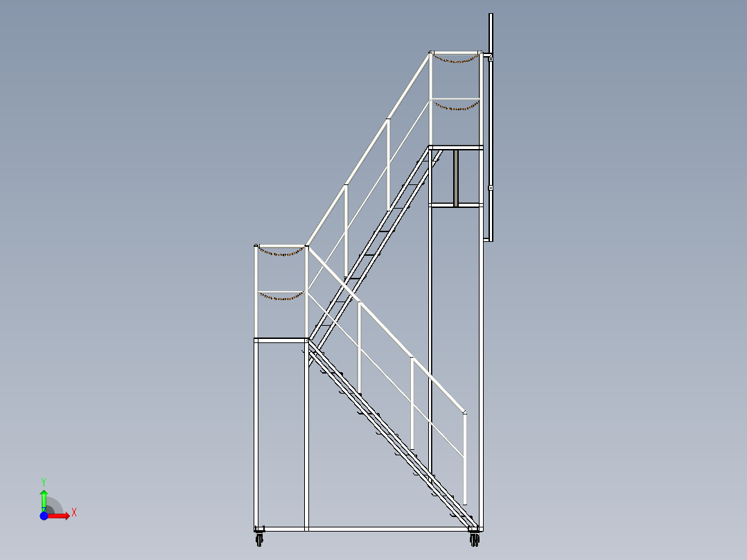 转角登高梯前视图