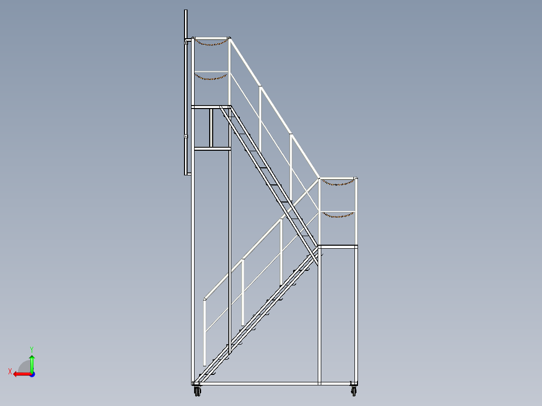 转角登高梯后视图