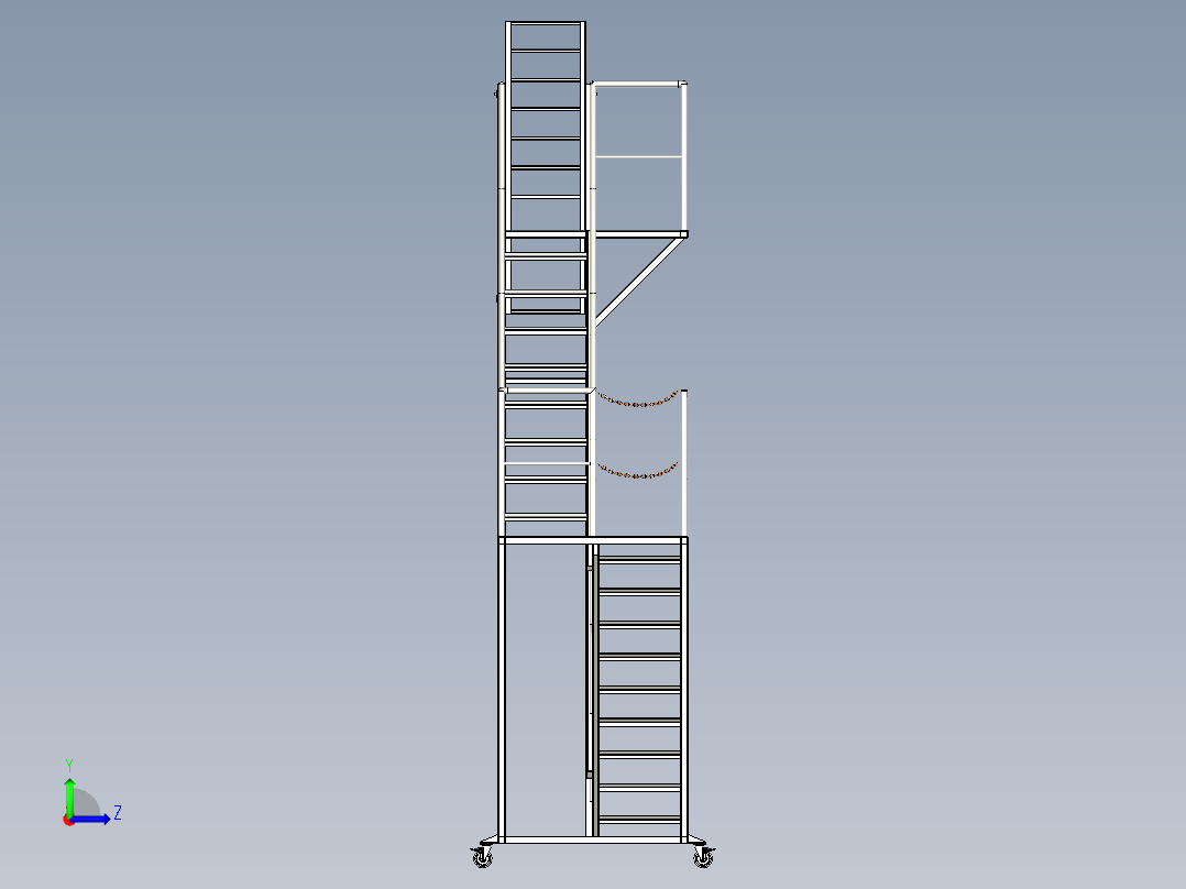转角登高梯左视图