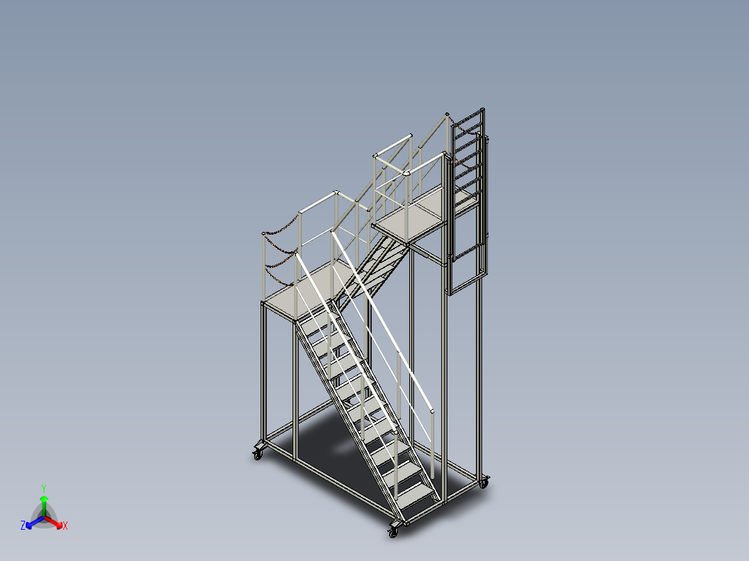 转角登高梯正等轴测图