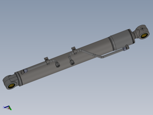 一种有缓冲装置的液压油缸三维模型